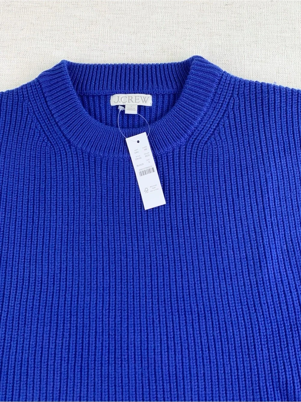 J crew women's S Fitted-waist crewneck sweater in ribbed merino wool long sleeve